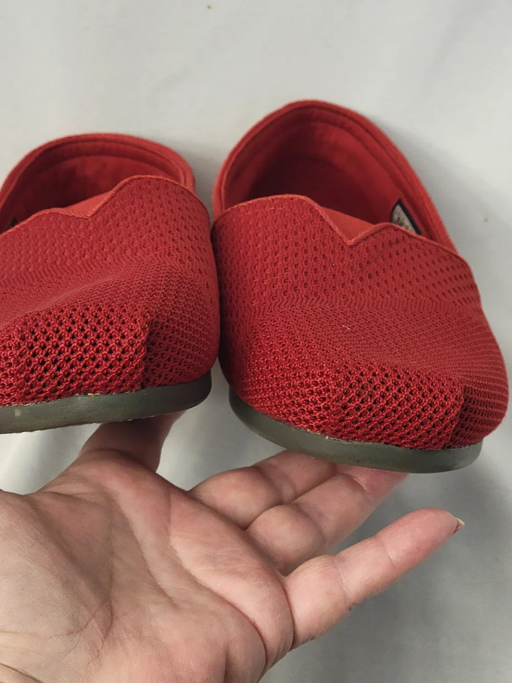 Skechers BOBS Red Knit Slip-On Flats Size 10